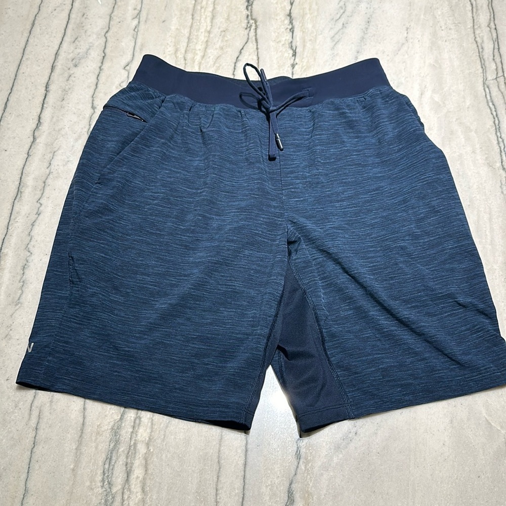 Blue Lululemon works out shorts from SoulCycle London opening